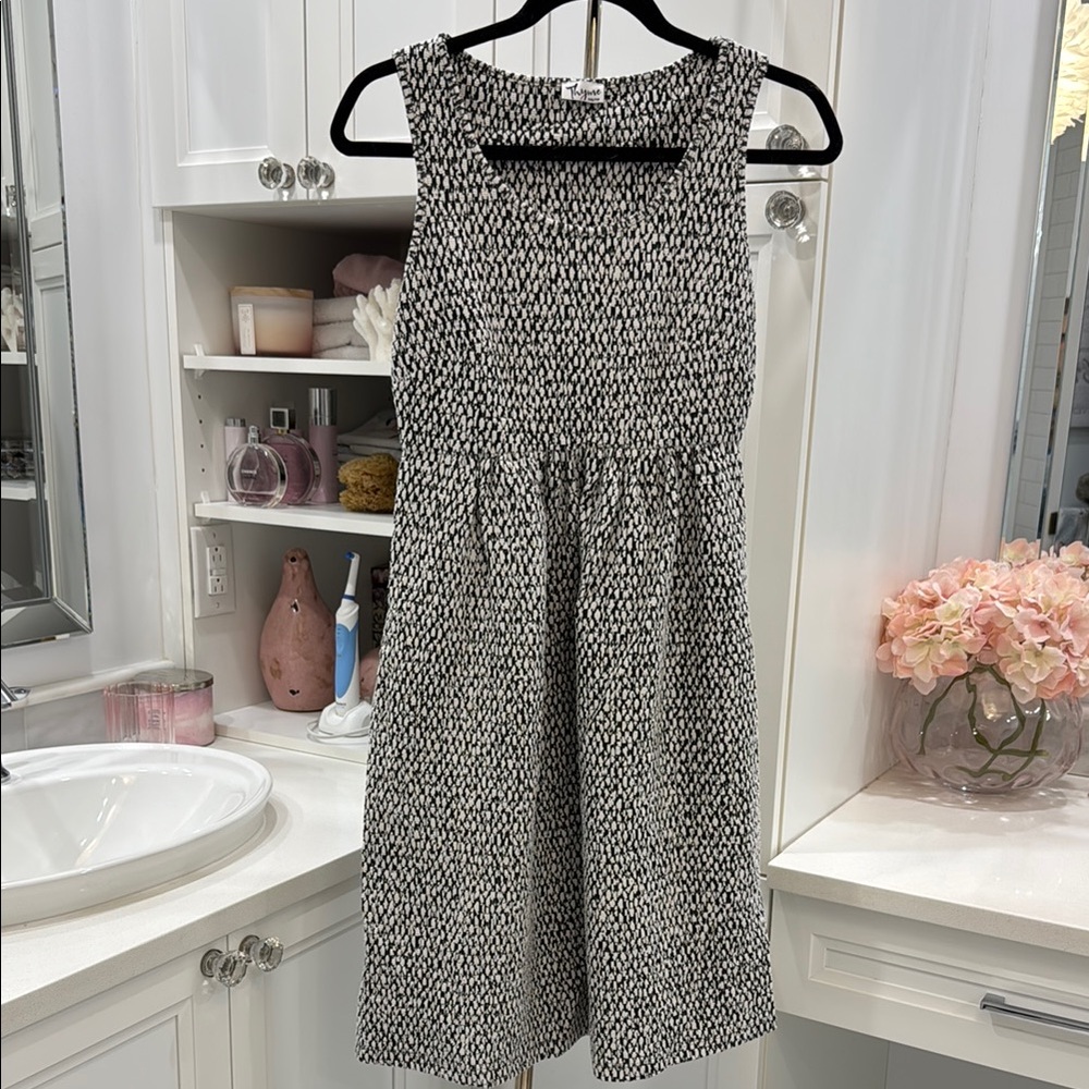 Thyme Maternity Black and White Patterned Dress